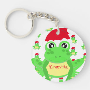 Porte-clefs Noël Grenouille blanche Santa Hat Motif Nouveauté