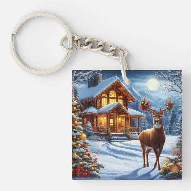 Porte-clefs Noël/Hiver Deer Lodge (Devant)