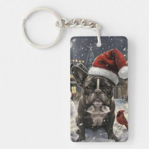Porte-clefs Noël Joie de vivre Bouledogue Français Hiver Merve