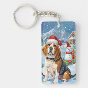 Porte-clefs Noël Joie Merveilleux Hiver Chien Beagle