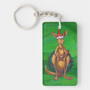 Porte-clefs Noël Kangaroo sur le dos vert peint