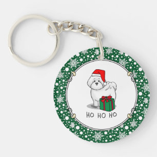 Porte-clefs Noël Père Noël Bichon Frise Chien mignonne