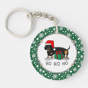 Porte-clefs Noël Père Noël Dachshund (S noir & tan) mignonne
