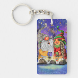 Porte-clefs Noël Porte - clé Cadeau Couple Gnomes Chanter