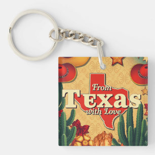 Porte-clefs Noël rétro vintage du Texas avec amour