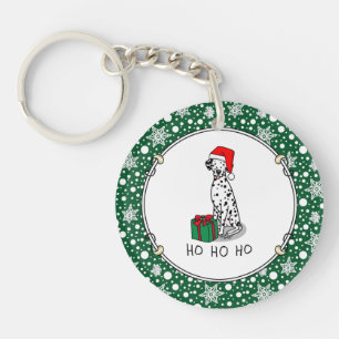 Porte-clefs Noël Santa Hat Chien dalmate (noir 1) mignonne