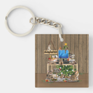 Porte-clefs Noël - Travailler à la maison avec mes chats