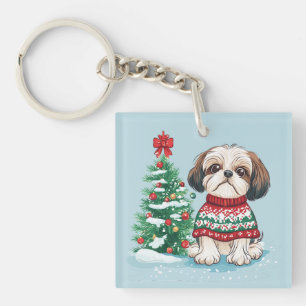 Porte-clefs Noël Tzu Santa Chien de Noël