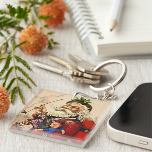 Porte-clefs Noël vintage, jouets en pipe de Père Noël victorie