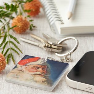 Porte-clefs Noël vintage, Père Noël Liste des gentils et des m