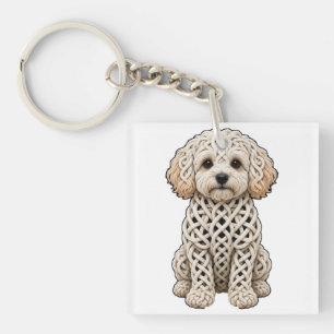 Porte-clefs Nœud Celtique Maltipoo Abricot