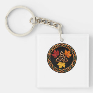 Porte-clefs Nœud celtique trinitair feuilles d'automne