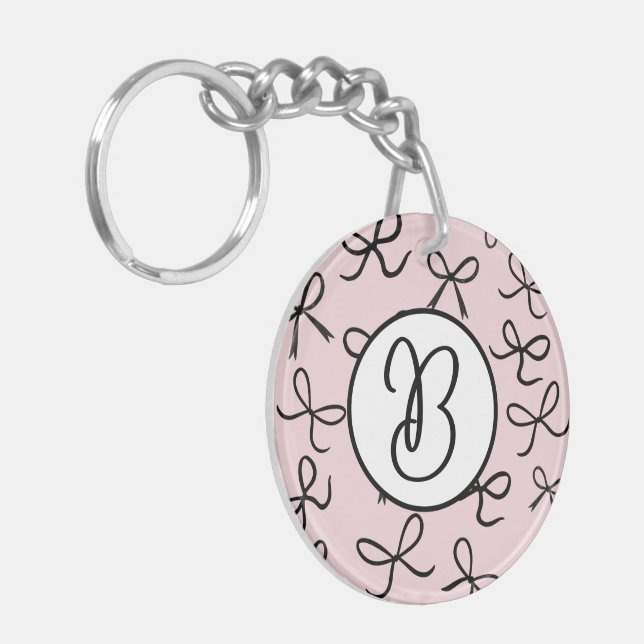 Porte-clefs Nœuds Noirs Mignons et Tendance Rose (Devant gauche)