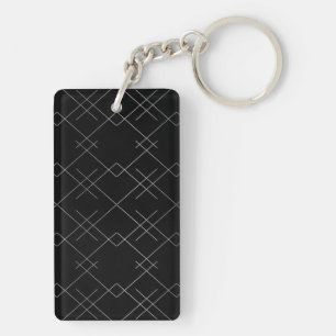 Porte-clefs Noir argenté, cool, élégant, simple motif moderne