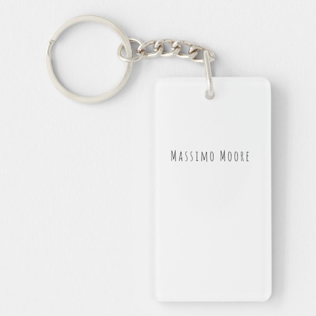 Porte-clefs Noir Blanc Élégant Simple Formel Nom propre (Devant)