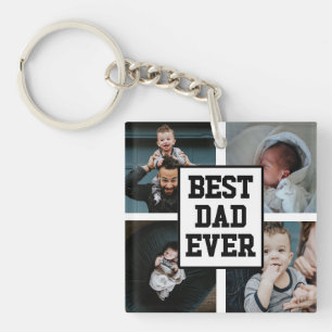 Porte-clefs Noir Blanc Meilleur Papa Jamais Photo Personnalisé