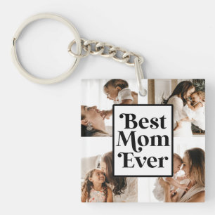 Porte-clefs Noir Blanc Meilleure Maman Jamais Photo personnali