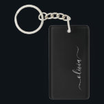 Porte-clefs Noir Blanc Moderne Minimaliste Élégant Monogramme<br><div class="desc">Découvrez notre collection minimaliste moderne de monogrammes noirs et blancs : Faites preuve de simplicité et de sophistication grâce à nos designs minimalistes, conçus pour élever votre style sans effort. Réalisée avec un oeil attentif pour l'esthétique moderne, cette collection présente des motifs noirs et blancs épurés accentués par des monogrammes...</div>