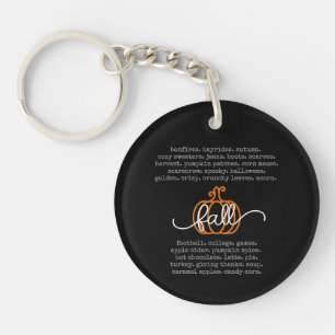 Porte-clefs Noir Bonjour Automne Définition Mots Citrouille Au