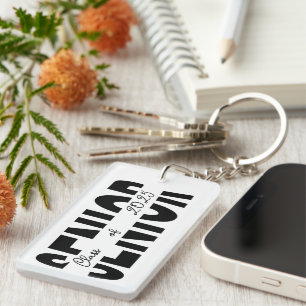 Porte-clefs Noir classique Senior personnalisé