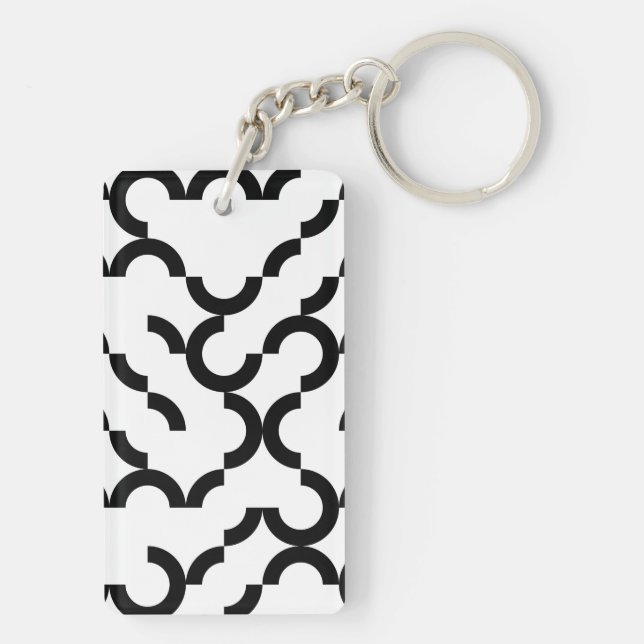 Porte-clefs Noir, cool, tendance, moderne, art circulaire urba (Dos)