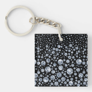 Porte-clefs Noir cristal argenté