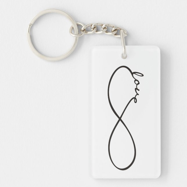 Porte-clefs Noir de Lemniscate d'amour d'infini + votre (Devant)