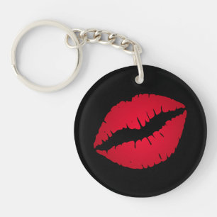 Porte-clefs Noir et jolie rouge Ombre Lipstick Pout Kiss