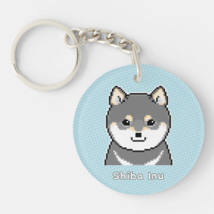 Porte-clefs Noir et Tan Shiba Inu Pixel Porte - clé d'art