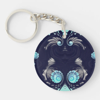 Porte-clefs Noir gris bleu Abstrait fractal ~ Porte - clé