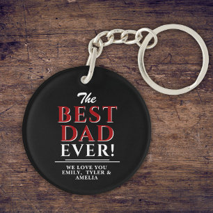 Porte-clefs Noir moderne Le meilleur papa jamais Typographie
