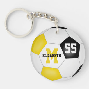 Porte-clefs noir or blanc équipe couleurs sac de football étiq
