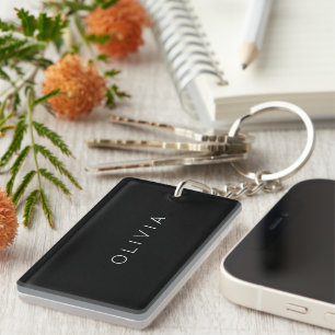 Porte-clefs Noir personnalisé minimaliste moderne