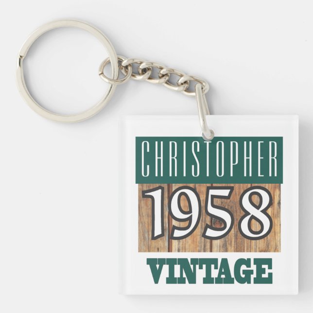 Porte-clefs Nom avec année de naissance 1958 Porte - clé Vinta (Devant)
