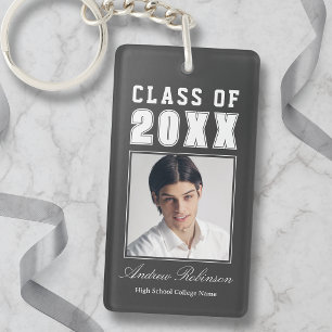 Porte-clefs Nom Branché Classe De Charcoal Grey Graduate Photo