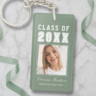 Porte-clefs Nom Branché Classe De Sage Green Graduate Photo