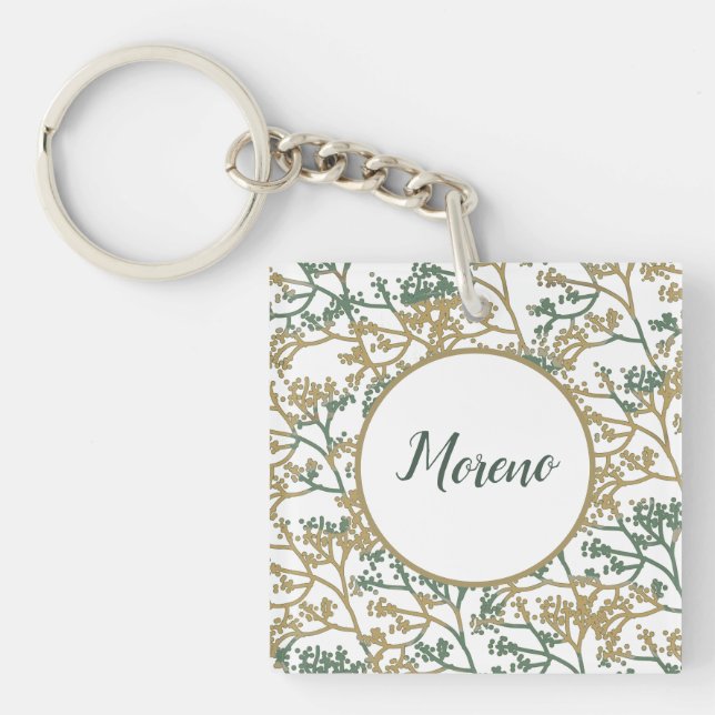 Porte-clefs Nom Brush Beige Foliage (Devant)