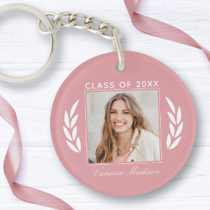 Porte-clefs Nom Catégorie De Photo Blush Pink 2 Side Graduatio