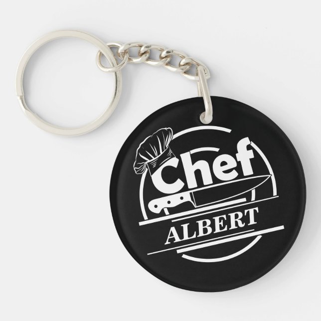 Porte-clefs Nom customisé Chef Noir (Devant)