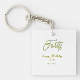 Porte-clefs nom date anniversaire quarante bleu vert pastel te