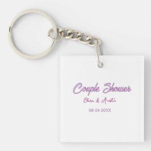 Porte-clefs nom de douche de couple date gris tendance simple