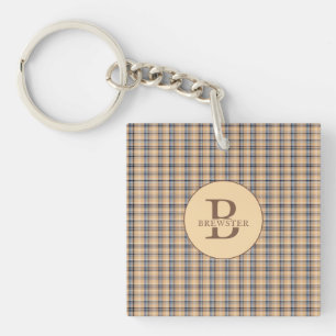 Porte-clefs Nom de famille monogramme de Tartan Plaid