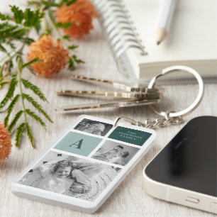 Porte-clefs Nom de famille personnalisé Collage Cadeau photo