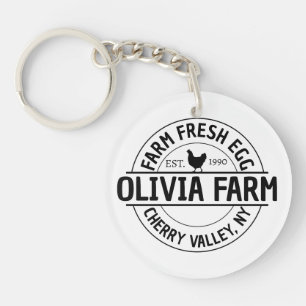 Porte-clefs Nom de ferme personnalisé moderne Adresse du vende