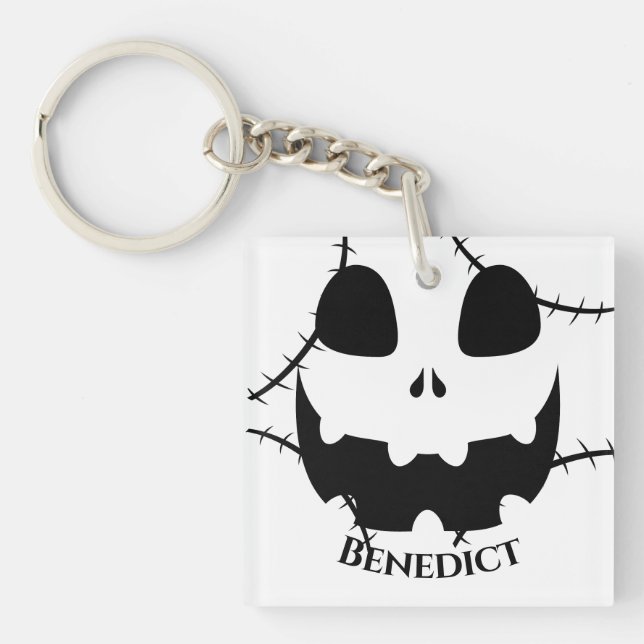 Porte-clefs Nom de la face du citrouille de l'Halloween simple (Devant)