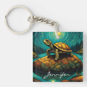 Porte-clefs Nom de la tortue naturelle de Rock River