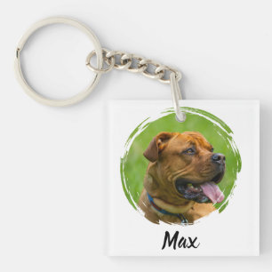 Porte-clefs Nom de l'animal de compagnie personnalisé & Photo