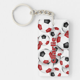 Porte-clefs nom de l'athlète grappe de balles de football noir