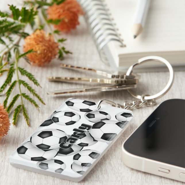 Porte-clefs nom de l'athlète groupe de balles de football (Devant droit)