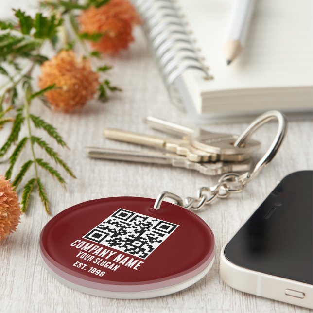 Porte-clefs Nom de l'entreprise, code QR (Devant droit)